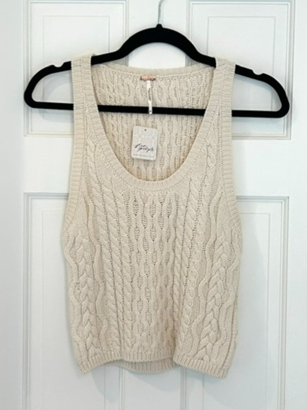 Free People Cable Knit Sweater Tank Cream XS NWT